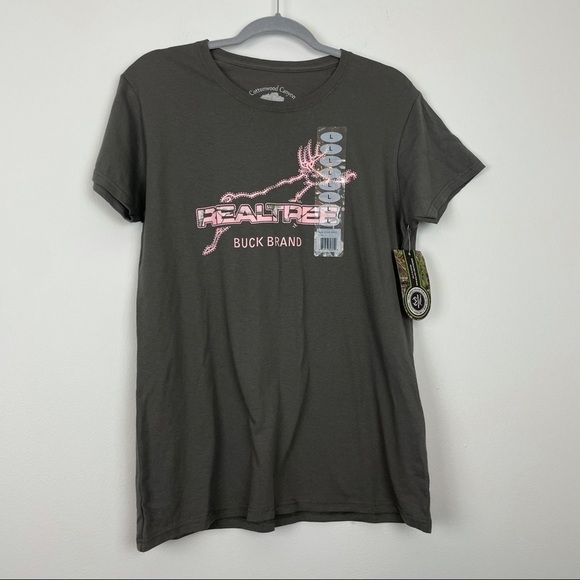 RealTree Gray Pink Graphic Tshirt NWT Womans Size Large country outdoors - Picture 1 of 5